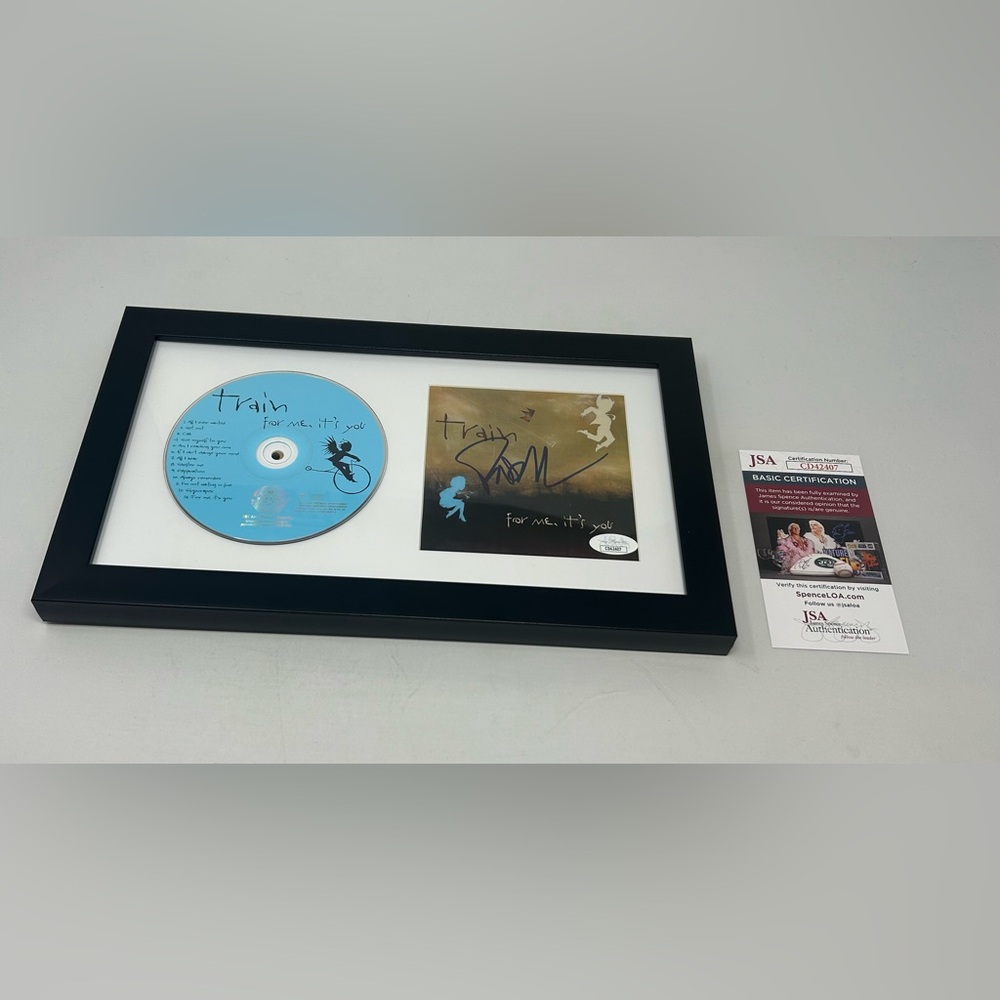 Pat Monahan signed Train For Me, It’s You CD Cover Framed JSA COA